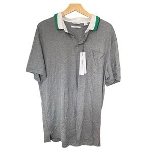 NWT Calvin Klein Liquid Touch Gray Polo Cotton Short Sleeve Shirt Mens XL